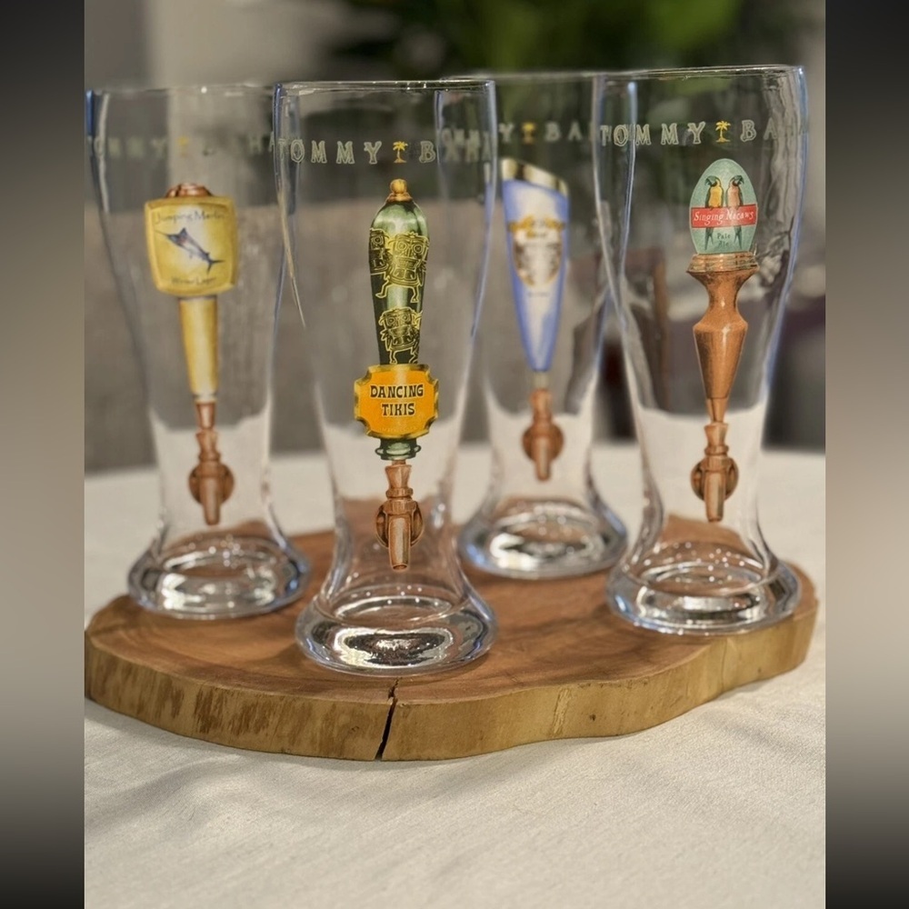 Tommy Bahama Colorful Beer Tap Handle Glass Set